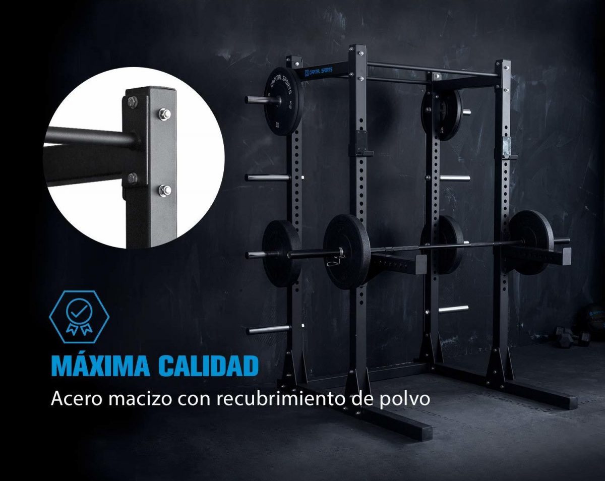 CapitalSports Bestride - Jaula de Fuerza, Multifunción, Power Rack, Una jaula de entrenamiento con fondo reducido y gran robustez