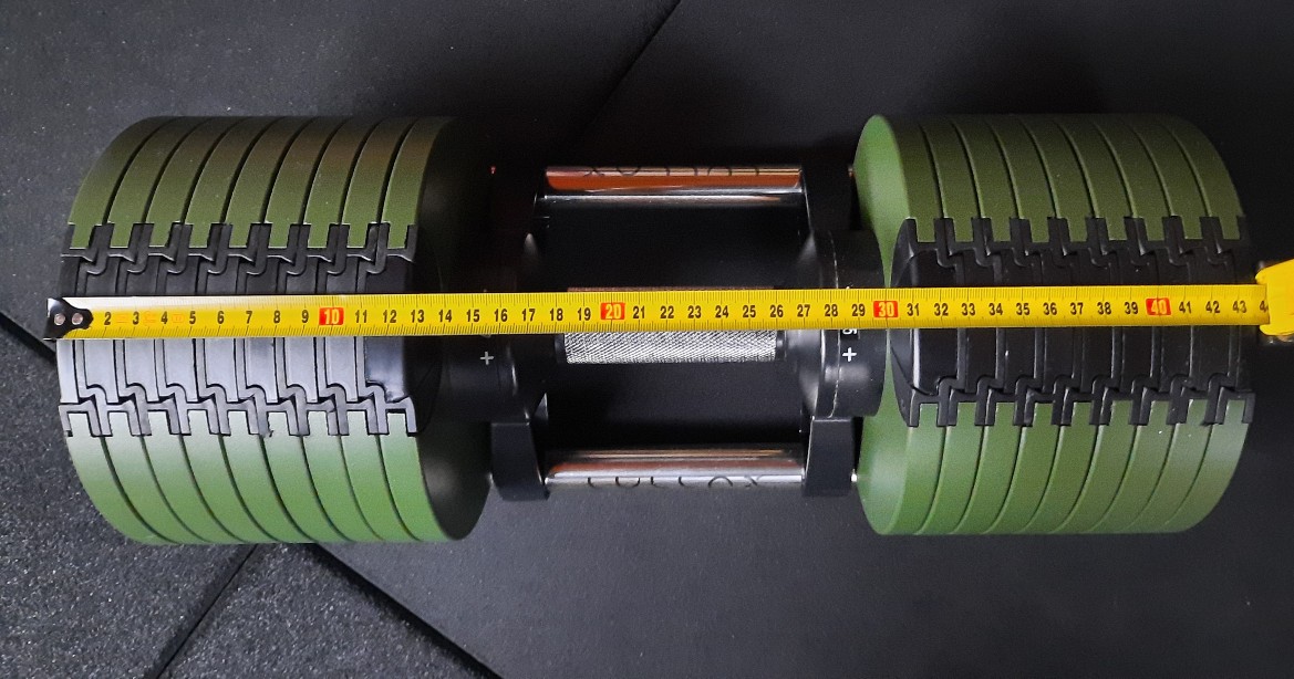 Dimensiones mancuernas ajustables Lullax