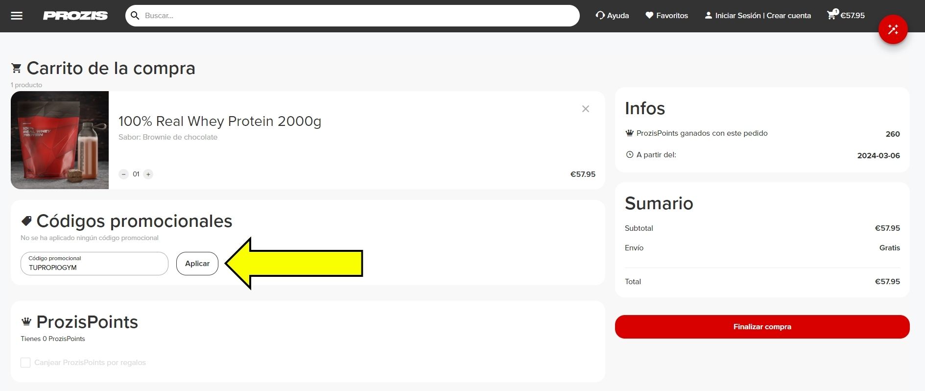 codigo de descuento en Prozis 