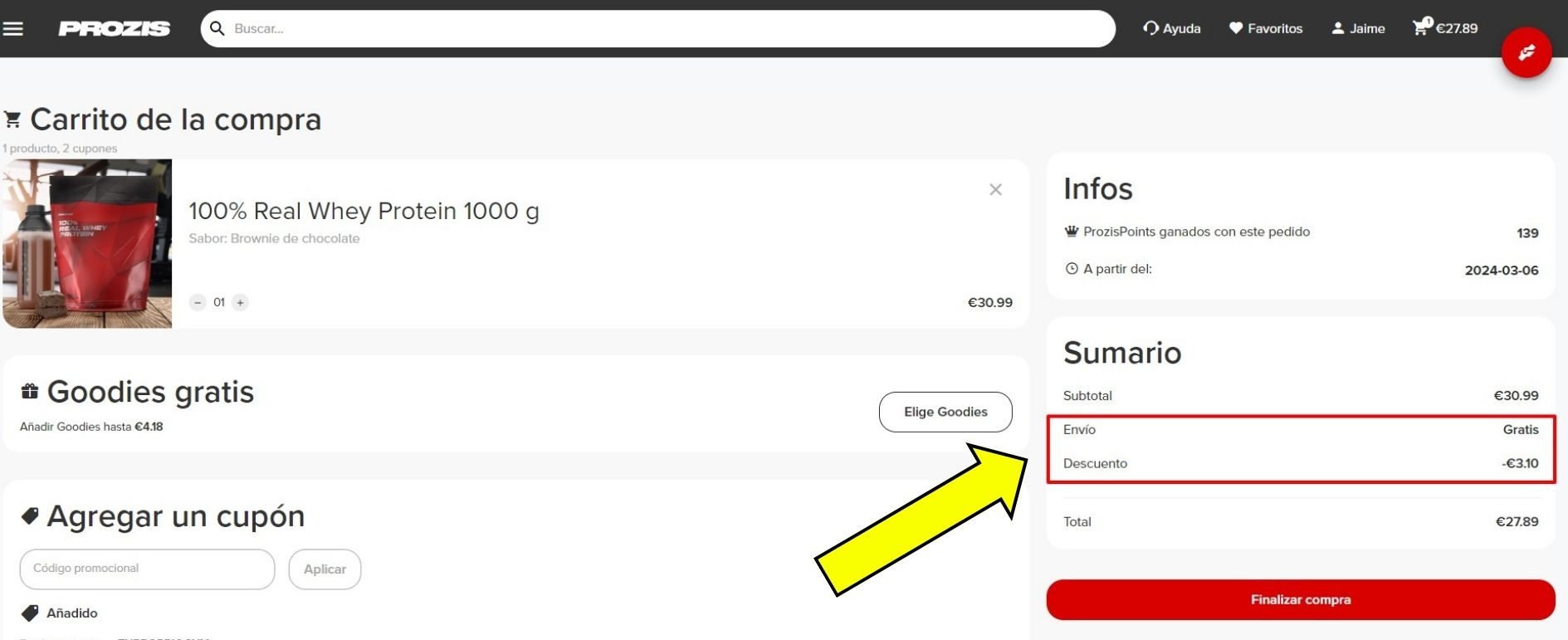 Código de descuento fitness en Prozis